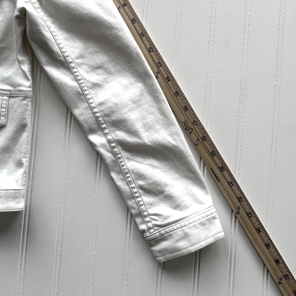 Talbots Denim Jacket SP Womens White NEW Button Up Collarless Pockets NWT - Picture 5 of 8